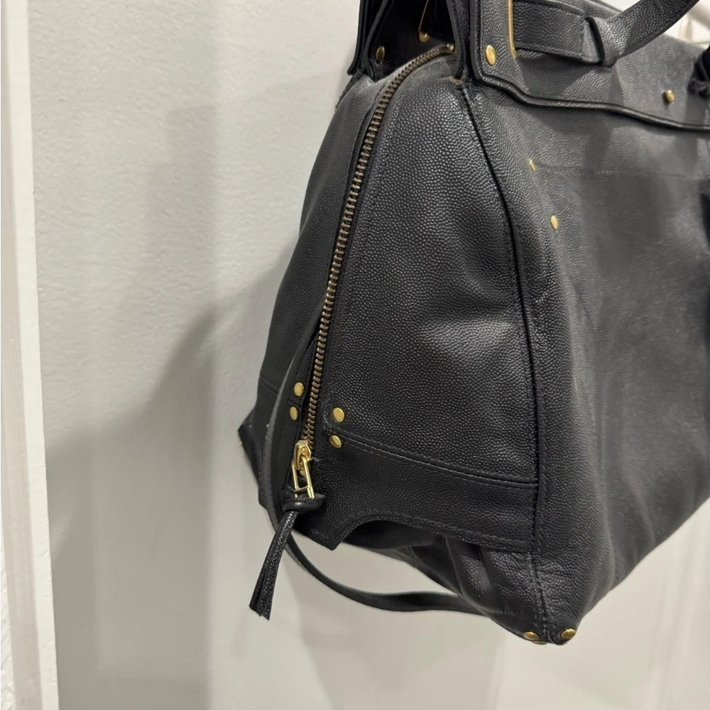 JEROME DREYFUSS Carlos Handbag Black Pebble Leather NWT